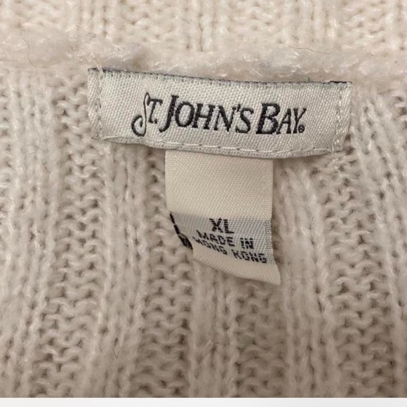 Vintage St. John's Bay Fair Isle Zip Up Sweater, Black & White, Fall, Women’s XL - Picture 2 of 8